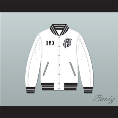 DMX Ruff Ryders White Varsity Letterman Jacket-Style Sweatshirt