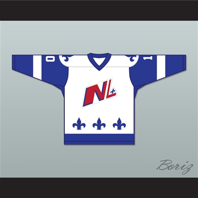Danny Bouchard 10 Le National de Quebec White Hockey Jersey- Lance et compte (He Shoots, He Scores)