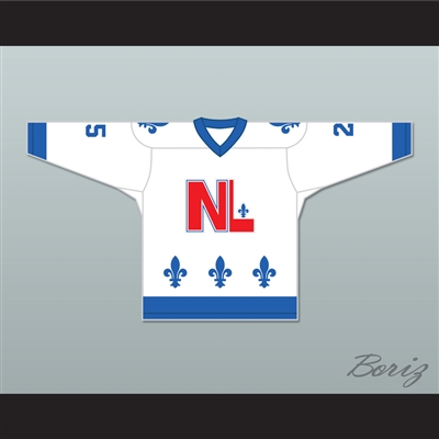 Danny Ross 25 Le National de QueÌbec White Hockey Jersey- Lance et compte (He Shoots, He Scores)