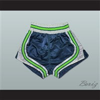 Dark Blue-Light Green-White Retro Style Basketball Shorts