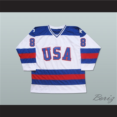 1980 Miracle On Ice Team USA Dave Silk 8 Hockey Jersey