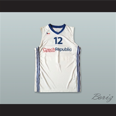 David Jelinek 12 Czech Republic White Basketball Jersey