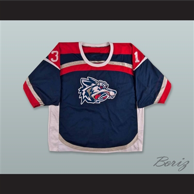 David Lemanowicz 31 Elmira Jackals Navy Blue Hockey Jersey