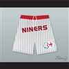 Deep Space Niners White Pinstriped Basketball Shorts with Patch