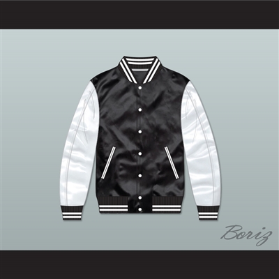 Def Jam Recordings Black/ White Varsity Letterman Satin Bomber Jacket 1