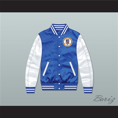 Degrassi Community School Panthers Blue/ White Varsity Letterman Satin Bomber Jacket