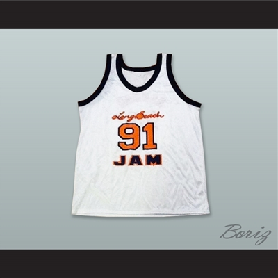 Dennis Rodman 91 Long Beach Jam White Basketball Jersey