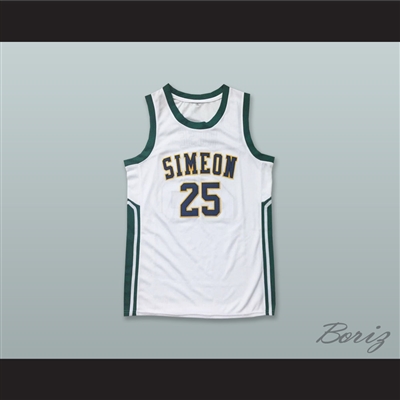 Derrick Rose 25 Simeon Career Academy Wolverines White Basketball Jersey