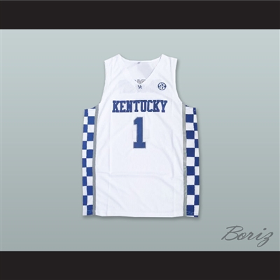 Devin Booker 1 Kentucky White Basketball Jersey