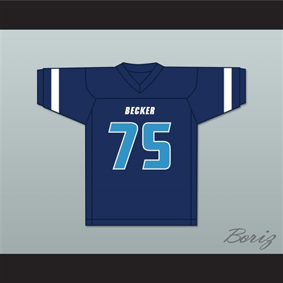 Dillon Radunz 75 Becker High School Bulldogs Navy Blue Football Jersey 2