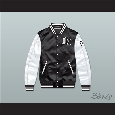 Dirty Money Black/ White Varsity Letterman Satin Bomber Jacket