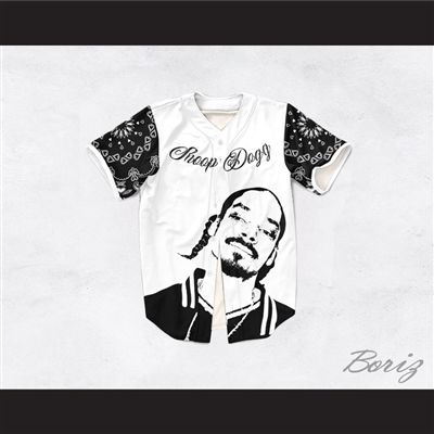 Snoop Dogg 55 Westside White and Black Bandana Sleeves Baseball Jersey