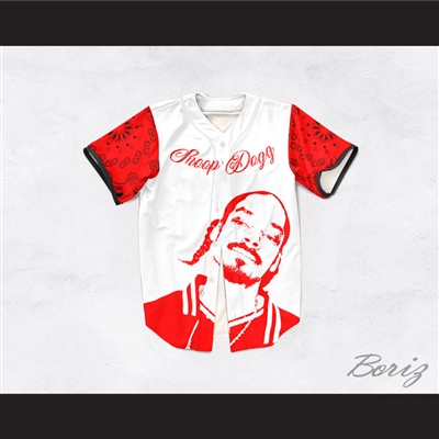 Snoop Dogg 55 Westside White and Red Bandana Sleeves Baseball Jersey