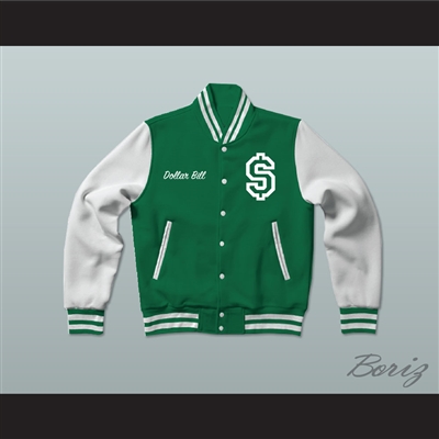 Dollar Bill Paid In Full Green Letterman Jacket-Style Sweatshirt
