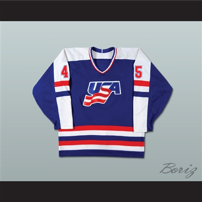 Donald Trump 45 Team USA Blue Hockey Jersey