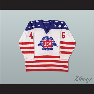 Donald Trump 45 USA Eagle White Hockey Jersey