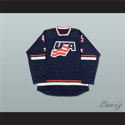 Donald Trump 45 USA Navy Blue Hockey Jersey