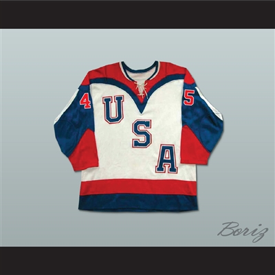 Donald Trump 45 USA Tie Down White Hockey Jersey