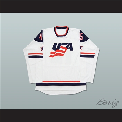 Donald Trump 45 USA White Hockey Jersey