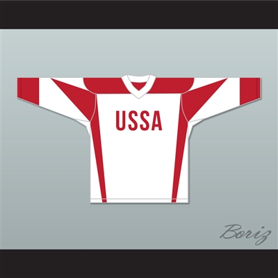 Don Cheadle SNL Donald Trump 45 USSA White Hockey Jersey