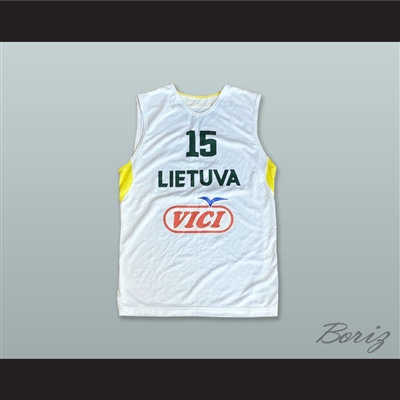 Donatas Tarolis 15 Lietuva Lithuania White Basketball Jersey