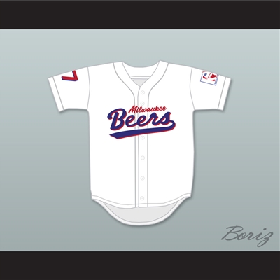 Doug Remer 17 Milwaukee Beers Deluxe BASEketball White Baseball Jersey
