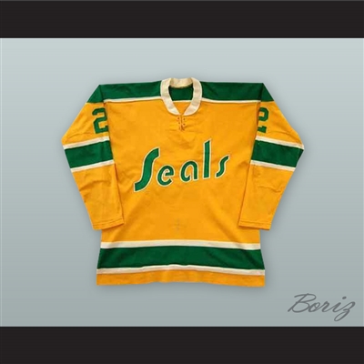 Doug Roberts 2 California Golden Seals Yellow Hockey Jersey