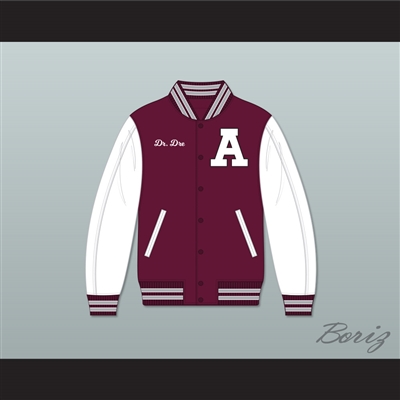 Dr. Dre Guilty Conscience Maroon and White Varsity Letterman Jacket-Style Sweatshirt
