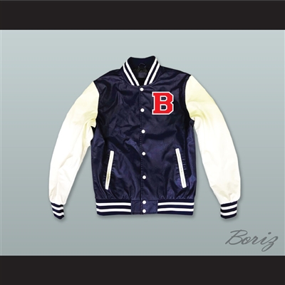 Drake SNL Teen Wolf Navy Blue and White Lab Leather Varsity Letterman Jacket
