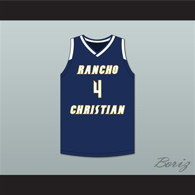 Evan Mobley 4 Rancho Christian School Eagles Navy Blue Basketball Jersey 1