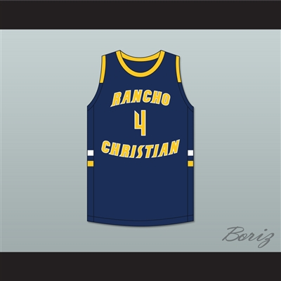 Evan Mobley 4 Rancho Christian School Eagles Navy Blue Basketball Jersey 4