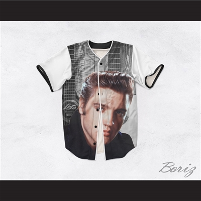 Elvis Presley 01 Acoustic Guitar White Sleeve Baseball Jersey