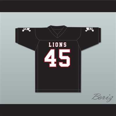 Caleb Grant 45 EMCC Lions Black Football Jersey Includes Patches