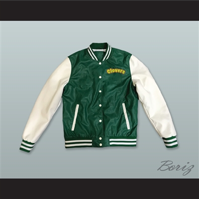 East Compton Clovers Green and White Lab Leather Varsity Letterman Jacket