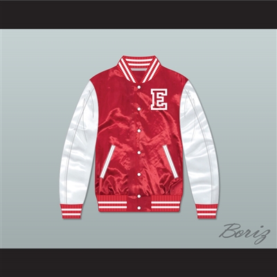 East High School Wildcats Red/ White Varsity Letterman Satin Bomber Jacket 1