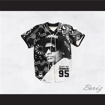 Eazy-E 95 Fuck The Police Black Bandana Style Baseball Jersey