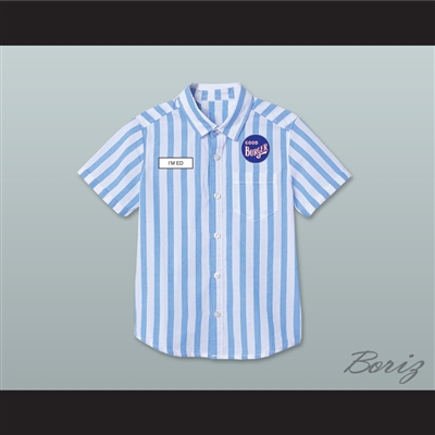 Ed Good Burger Light Blue/ White Striped Polo Shirt 2