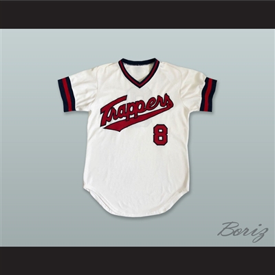 Edmonton Trappers 8 White Baseball Jersey