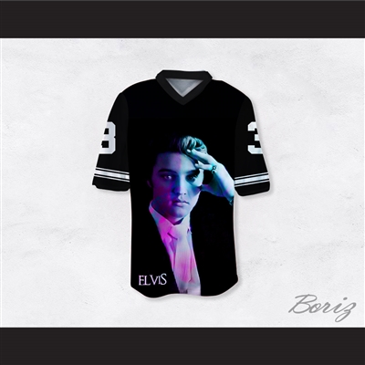 Elvis Presley 3 Dye Sublimation Graphics Black Football Jersey