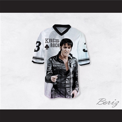 Elvis Presley 3 King of Rock N' Roll White Football Jersey