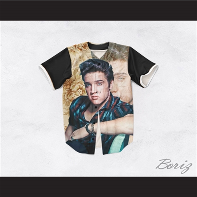 Elvis Presley 8 Floral Pattern Design Baseball Jersey