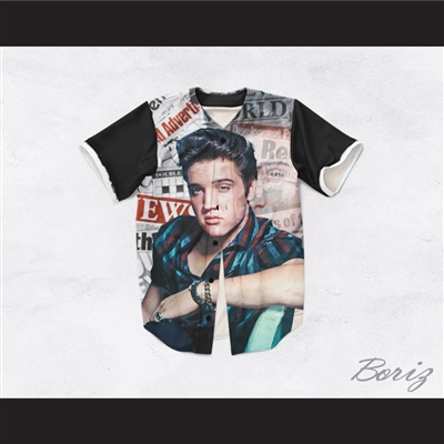 Elvis Presley 8 Newspapers Design Baseball Jersey