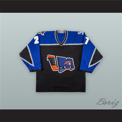 Eric Castonguay 27 Lewiston MAINEiacs Black Hockey Jersey