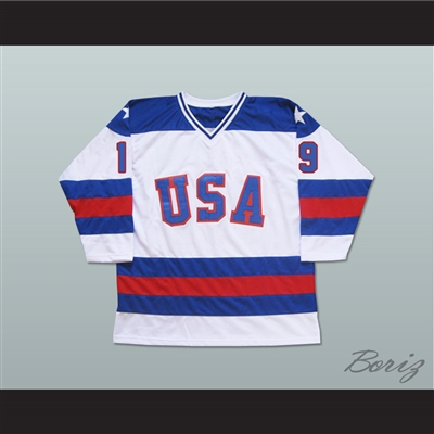 1980 Miracle On Ice Team USA Eric Strobel 19 Hockey Jersey