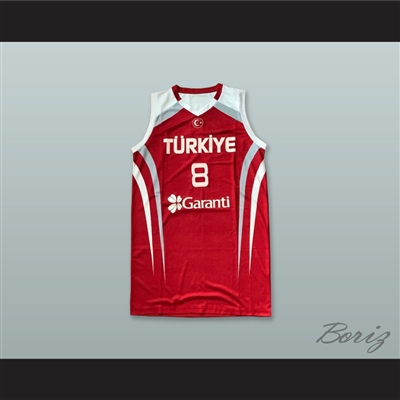 Ersan Ilyasova 8 Turkey Red Basketball Jersey