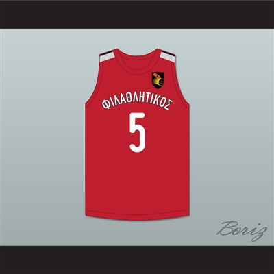 Francis Antetokounmpo 5 Filathlitikos A.O Zografou B.C. Red Basketball Jersey 2