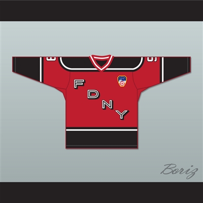 FDNY Bravest 9 Red Hockey Jersey Design 1 with Patch