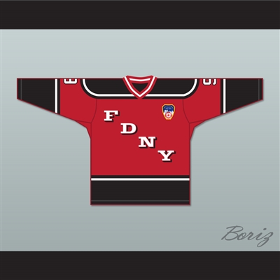 FDNY Bravest 9 Red Hockey Jersey Design 2 with Patch