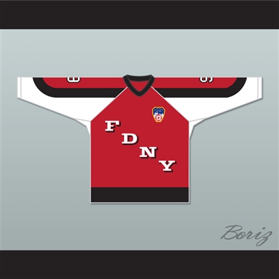 FDNY Bravest 9 Red Hockey Jersey Design 3 with Patch