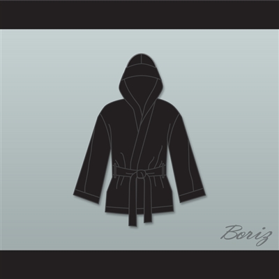 Floyd 'Money' Mayweather Jr Black Satin Half Boxing Robe with Hood